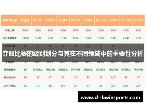 夺冠比赛的级别划分与其在不同领域中的重要性分析
